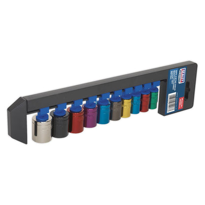 Sealey AK285 Multi-Coloured Socket Set 10pc 3/8"Sq Drive 6pt WallDrive® Metric