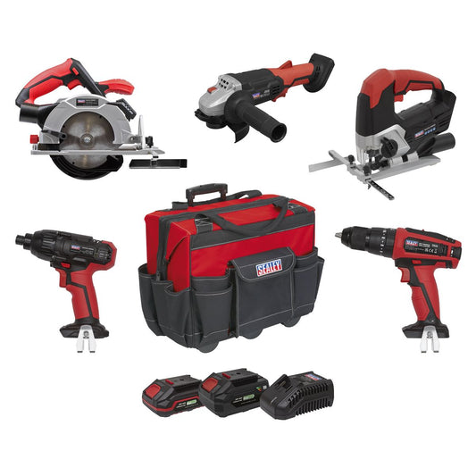 Sealey CP20VCOMBO13 5 x 20V SV20 Series Cordless 5 Tool Combo Kit - 2 Batteries