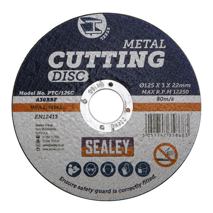 Sealey PTC/125C Cutting Disc Ø125 x 3mm Ø22mm Bore