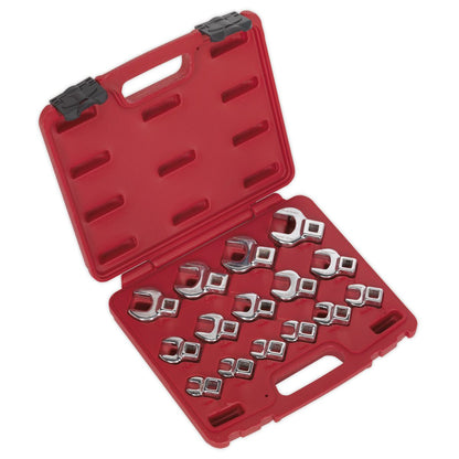 Sealey AK59891 Crow's Foot Open-End Spanner Set 15pc 3/8"Sq Drive Metric