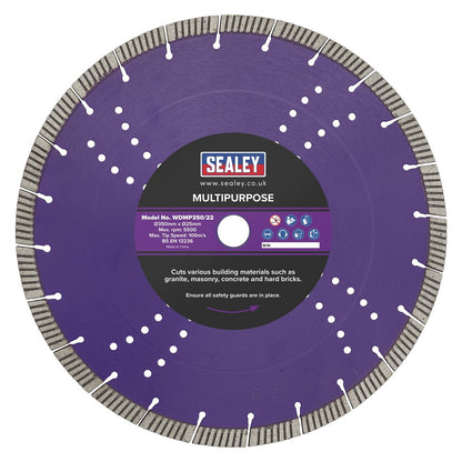 Sealey WDMP350/22 Cutting Disc Multipurpose Dry/Wet Use Ø350mm