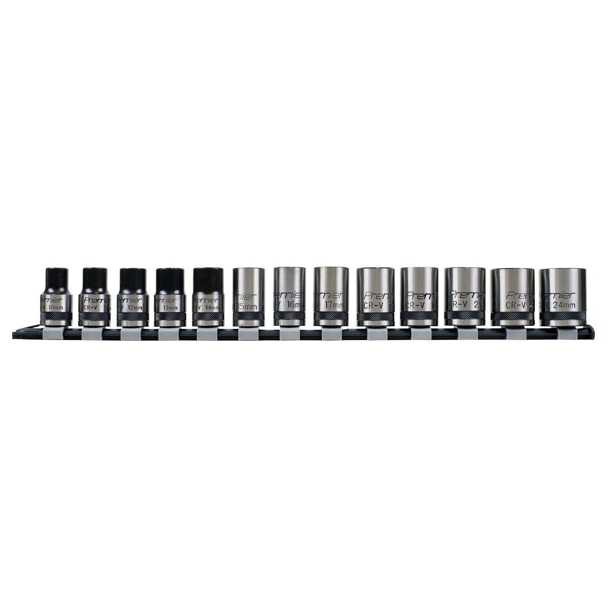 Sealey AK2742B Socket Set 13pc 1/2"Sq Drive Lock-On™ 6pt Metric - Premier Black