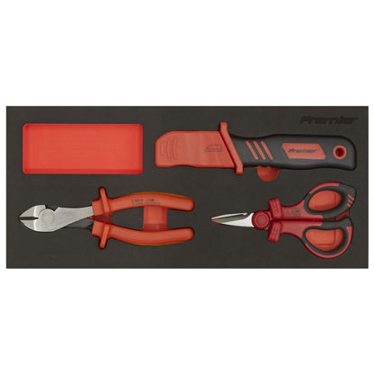 Sealey TBTE09 Insulated Cutting Set 3pc with Tool Tray - VDE Approved