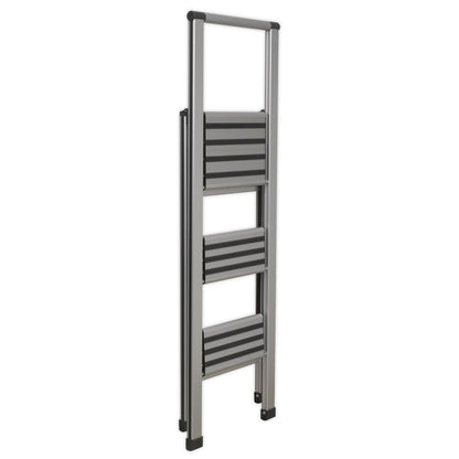 Sealey APSL3 Aluminium Professional Folding Step Ladder 3-Step 150kg Capacity