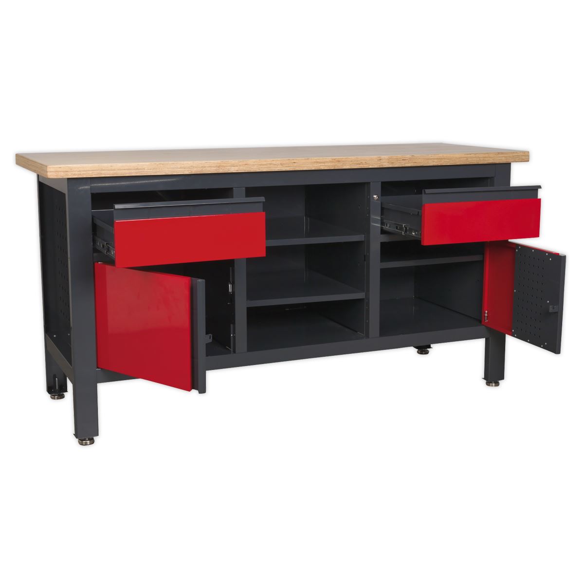 Sealey AP1905A Workstation with 2 Drawers 2 Cupboards & Open Storage