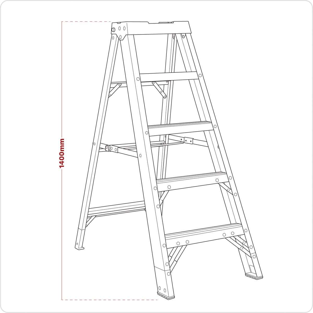 Sealey FSL5 Fibreglass Step Ladder 4-Tread EN 131