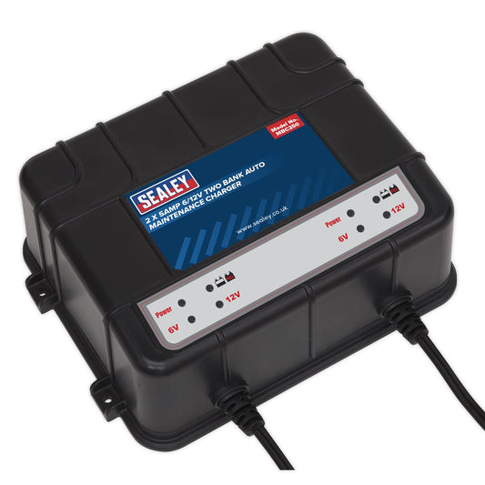 Sealey MBC250 Two Bank 6/12V 10A (2 x 5A) Auto Maintenance Charger