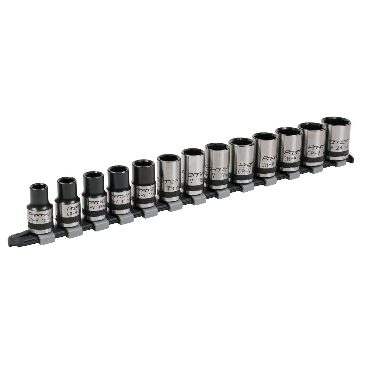 Sealey AK2742B Socket Set 13pc 1/2"Sq Drive Lock-On™ 6pt Metric - Premier Black