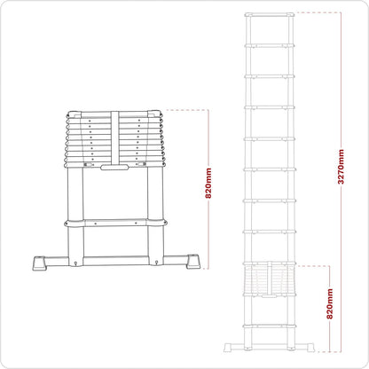 Sealey ATL11 Aluminium Telescopic Ladder 11-Tread EN 131