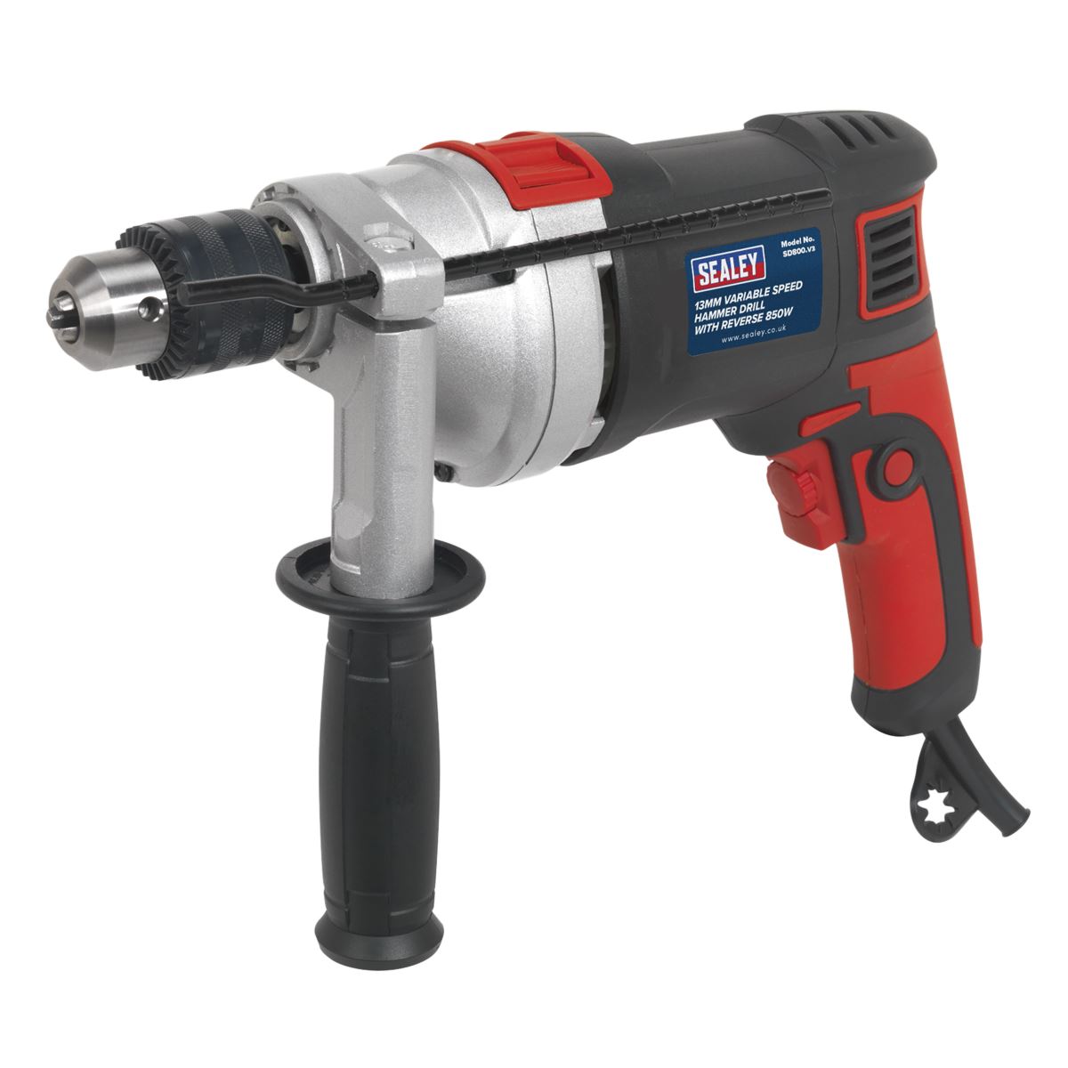 Sealey SD800 Hammer Drill Ø13mm Variable Speed with Reverse 850W/230V