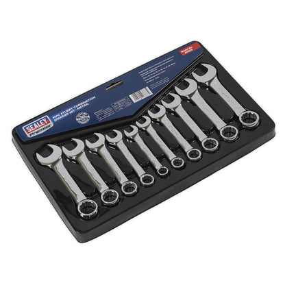 Sealey AK633 Combination Spanner Set 10pc Stubby Metric