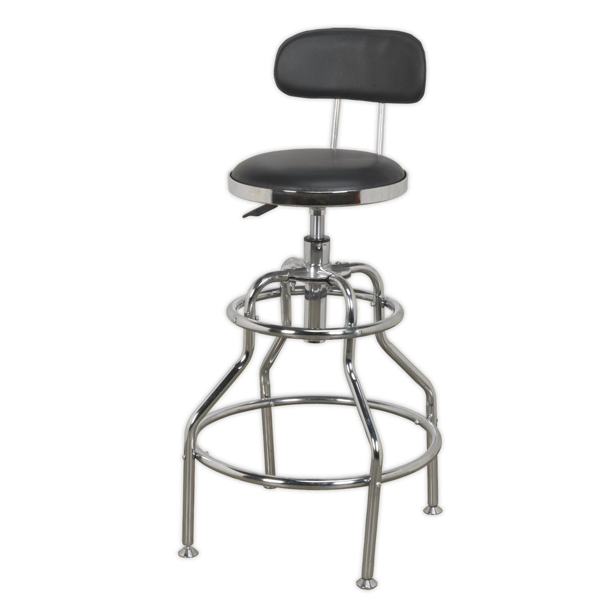 Sealey SCR14 Pneumatic Workshop Stool with Adjustable Height Swivel Seat & Back Rest