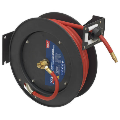 Sealey SA841 Retractable Air Hose Metal Reel 15m Ø10mm ID Rubber Hose