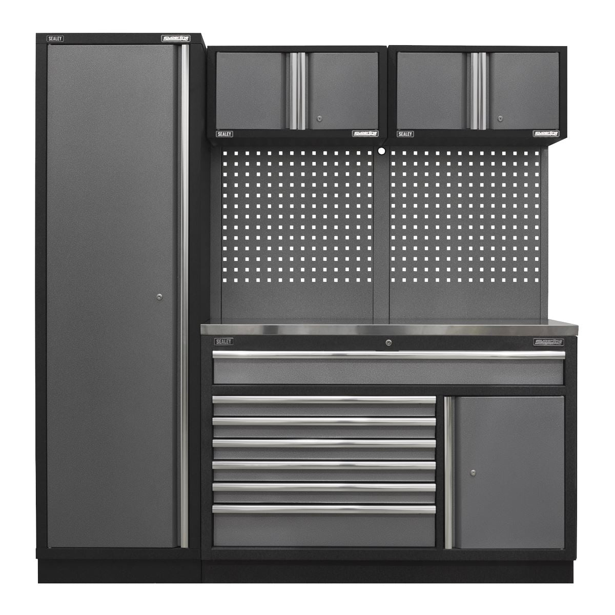 Sealey APMSSTACK10SS Superline PRO® 1.96m Storage System - Stainless Steel Worktop