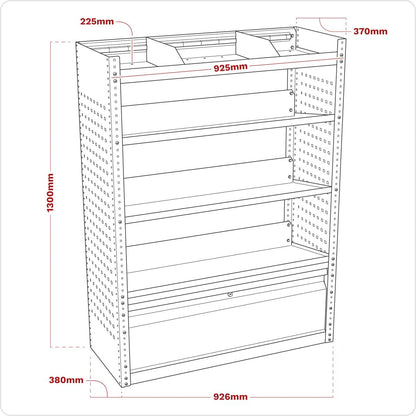 Sealey APMSVCOMBO2 Modular Slanted Shelf Van Storage System