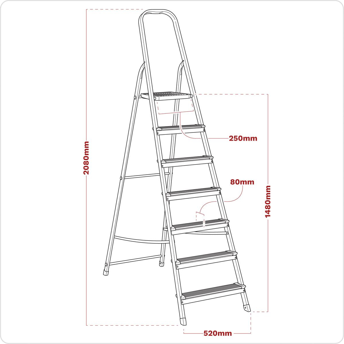 Sealey ASL7 Aluminium Step Ladder 7-Tread EN 131