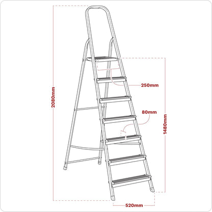 Sealey ASL7 Aluminium Step Ladder 7-Tread EN 131