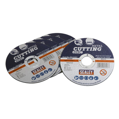 Sealey PTC/115CT5 Cutting Disc Ø115 x 1.6mm Ø22mm Bore Pack of 5