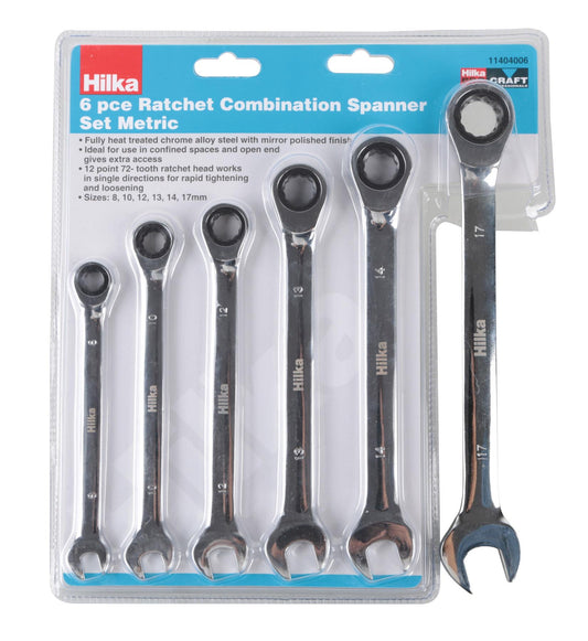 Hilka Ratchet Metric Combination Spanner Set 6 Piece 11404006