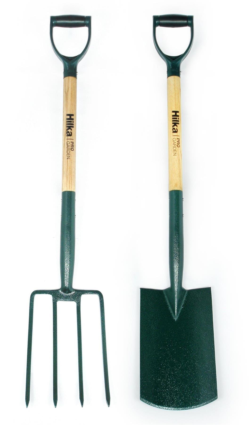 Hilka Garden Fork & Spade Set Carbon Steel Hardwood Shaft 92062020