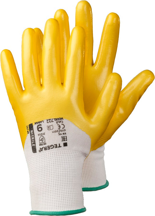 Ejendals Tegera 722 Yellow Nitrle 3/4 Coated Work Gloves