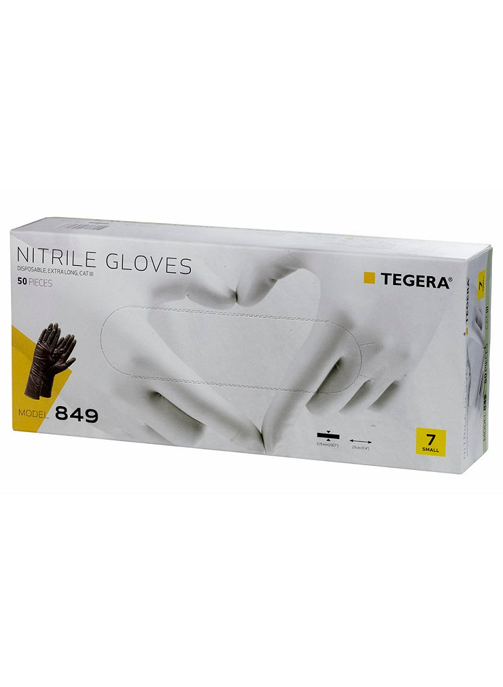 Ejendals Tegera Long Cuff Nitrile Disposable Gloves Box Of 50 Gloves 849