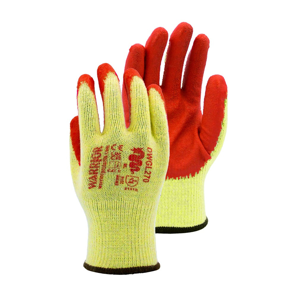 Warrior Orange Latex Grip Palm Coated Work Gloves