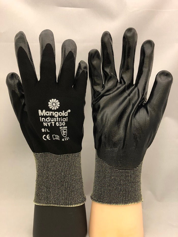 Marigold NYT630 Black Nitrile Coated Work Gloves