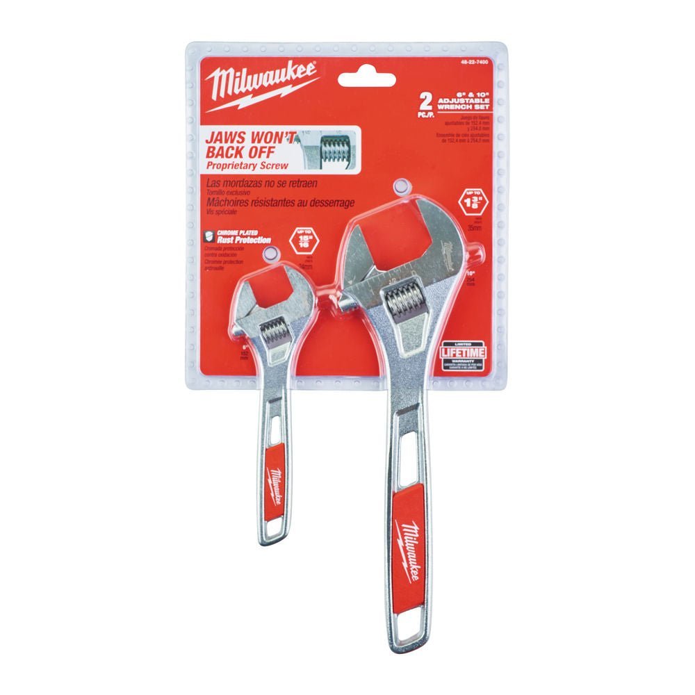 Milwaukee 48227400 Adjustable Wrench Twin Pack 150mm 6in & 250mm 10in