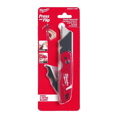 Milwaukee 4932471358 FASTBACK Flip Folding Utility Knife with Blade Storage