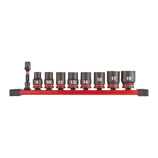 Milwaukee 4932480454 9 Piece Impact Duty 3/8" Drive Impact Socket Rail Set Metric