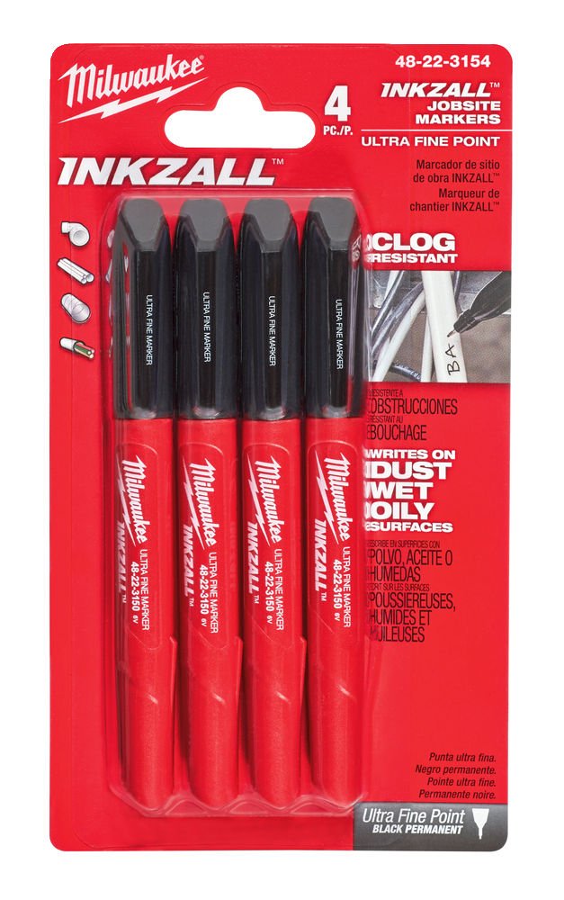 Milwaukee Inkzall Ultra Fine Point Permanent Markers 4pc 48223154