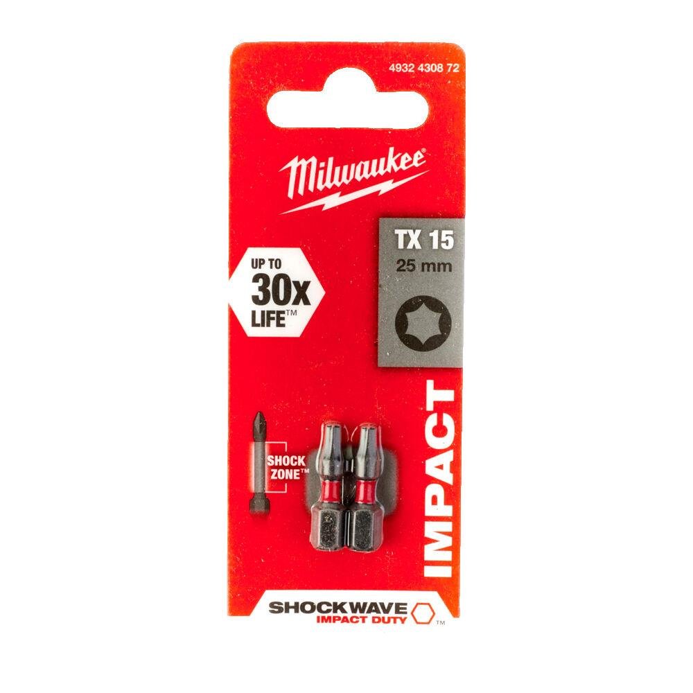 Milwaukee ShockWave Impact Duty TX15 x 25mm Screwdriving Bits x 2