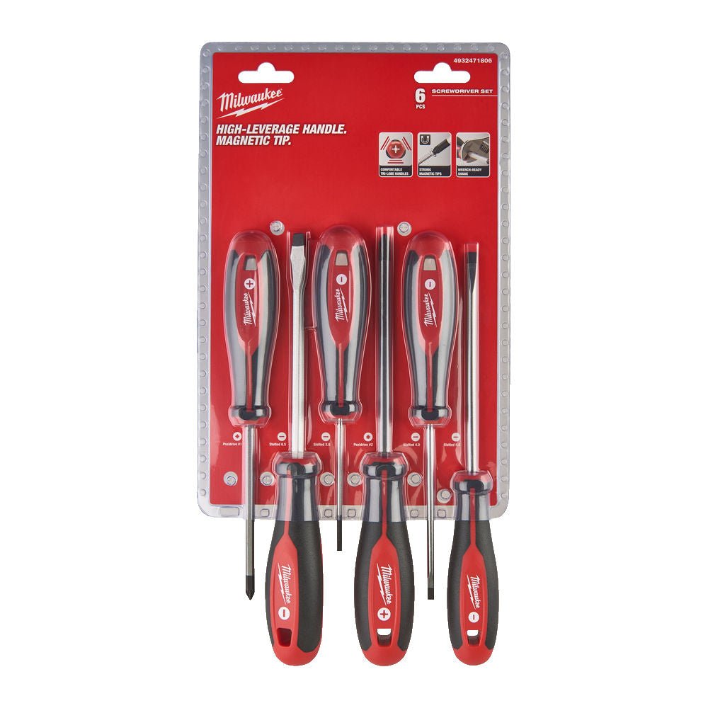 Milwaukee Tri - Lobe 6 Piece Screwdriver Set Slotted & Pozi