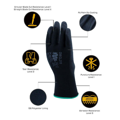 Bulk Deal 240 Pairs Warrior Black PU Coated Work Gloves