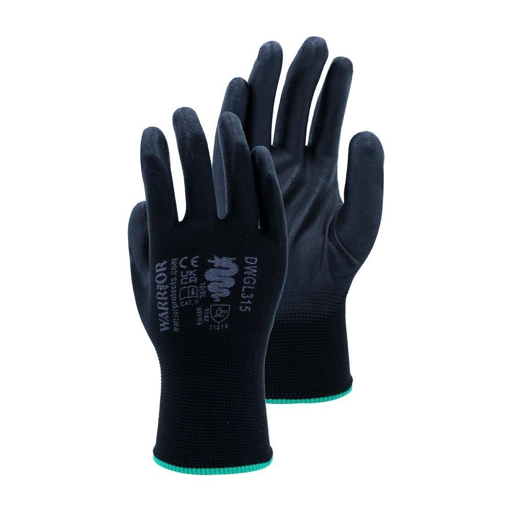 Bulk Deal 240 Pairs Warrior Black PU Coated Work Gloves