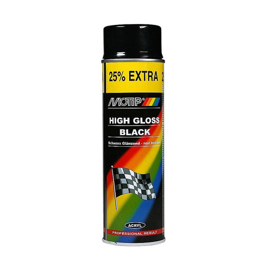 Motip High Gloss Black Spray Paint 500ml-McCormickTools