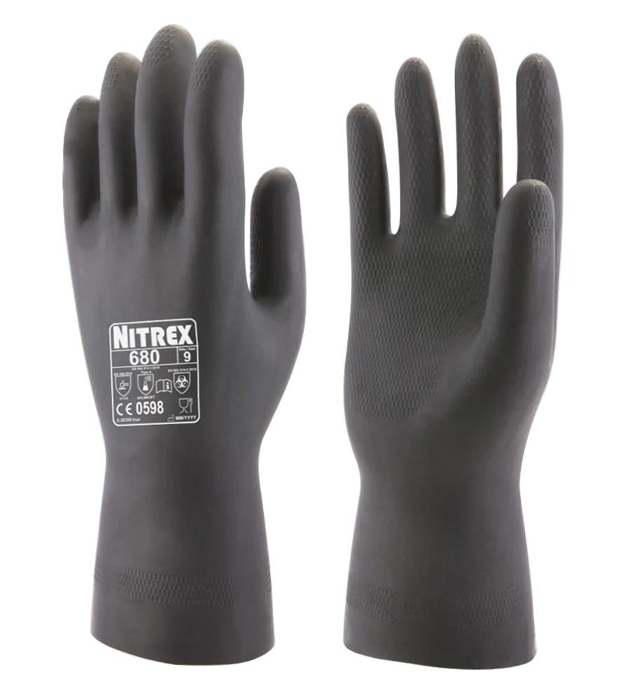 Nitrex 680 Black Latex Heavy Duty Chemical Resistant Gloves