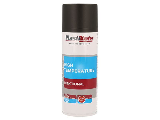 Plastikote Trade High Temperature Spray Paint Black 400ml