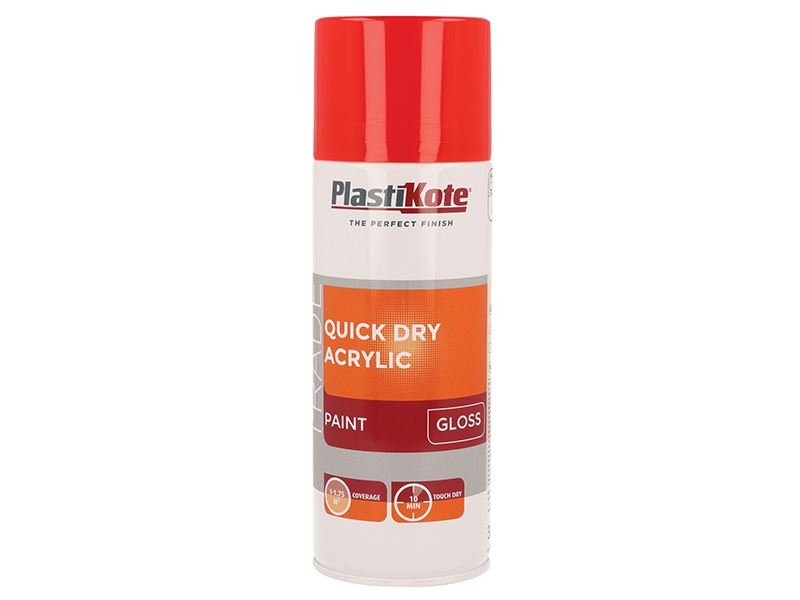 Plastikote Trade Quick Dry Acrylic Spray Paint Gloss Red 400ml