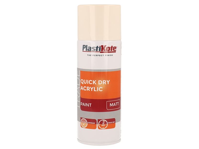 Plastikote Trade Quick Dry Acrylic Spray Paint Matt Magnolia 400ml