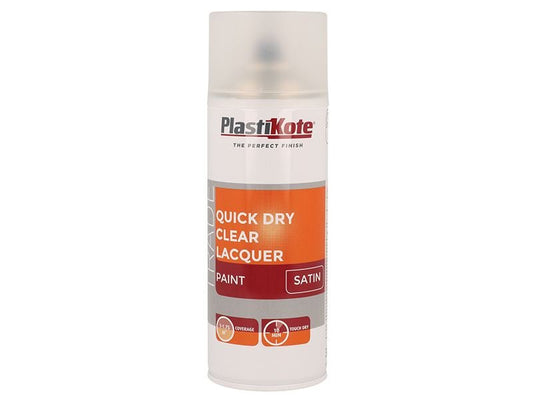 Plastikote Trade Quick Dry Clear Lacquer Spray Satin 400ml