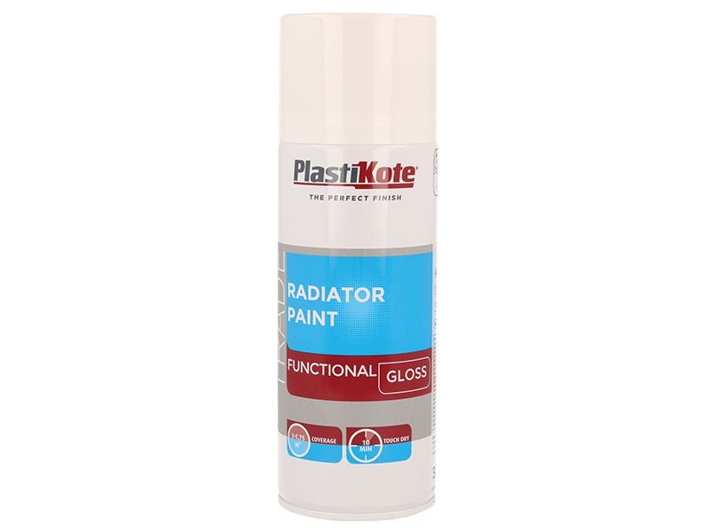 Plastikote Trade Radiator Spray Paint Gloss White 400ml