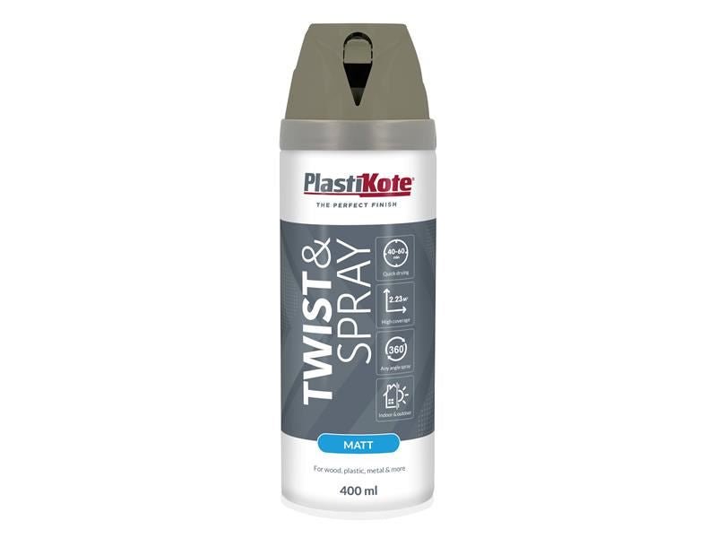 Plastikote Twist & Spray Matt 400ml Quartz Grey