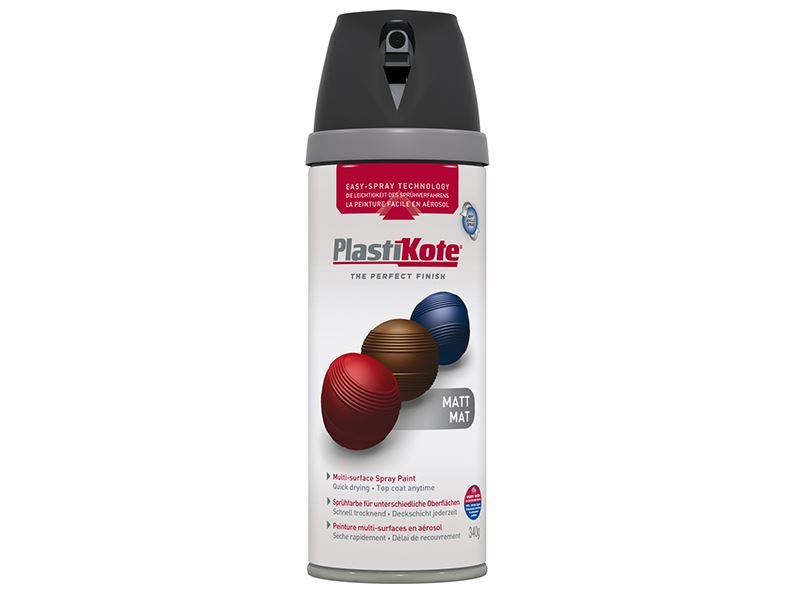 Plastikote Twist & Spray Matt Black 400ml