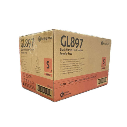 10 Boxes 1000 Bodyguards GL897 Black Nitrile Disposable Gloves Small