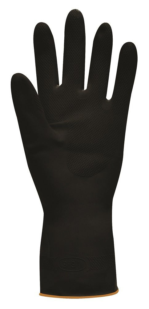 Polyco POLY - 524 Polyco 52 Jet Heavy Duty Black Rubber Latex Chemical Resistant Gloves