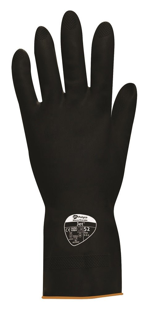 Polyco POLY - 524 Polyco 52 Jet Heavy Duty Black Rubber Latex Chemical Resistant Gloves