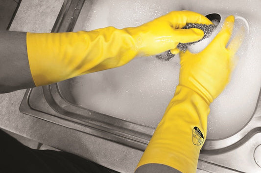 Polyco Deep Sink 40cm Long Yellow Latex Rubber Gloves