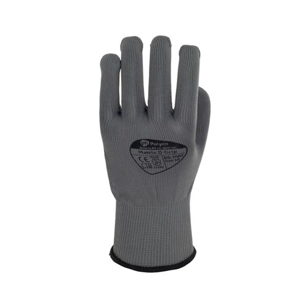 Polyco Matrix D Grip Grey PVC Dot Palm Work Gloves